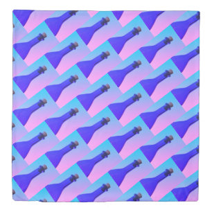 Funky Royal Blue Glass Bottle Print Duvet Cover