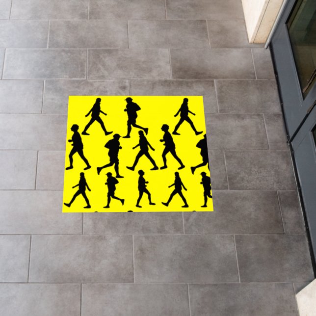 Funky Running Jogging People Silhouettes Runner Floor Decals (Restaurant)