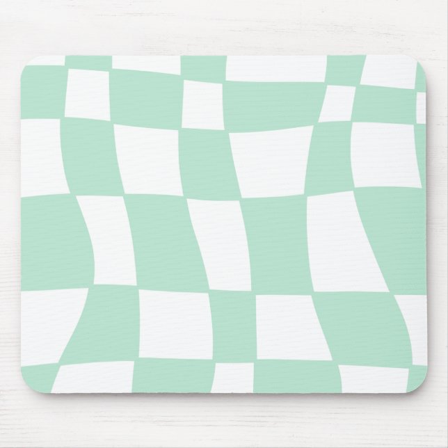 funky sage green checkered mouse pad (Front)