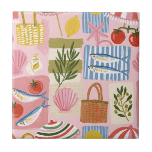 Funky Sardine Coastal Portuguese Ceramic Tile