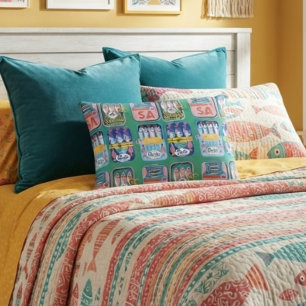 Funky Sardine Coastal Seafood Accent Pillow