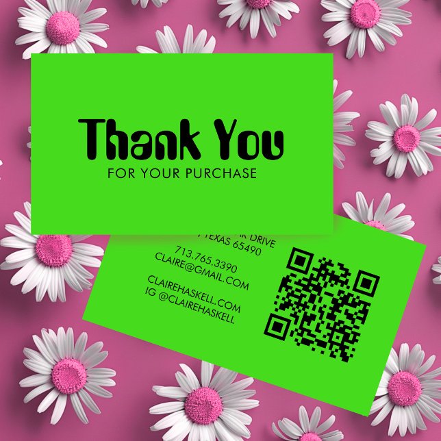 Funky Script Bold Order Thank You Minimal QR Code Business Card (Funky Script Bold Order Thank You Minimal QR Code Brat Business Card
)