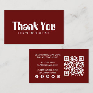 Funky Script Chic Wine Order Thank You Minimal QR Business Card