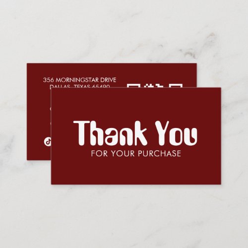 Funky Script Chic Wine Order Thank You Minimal QR Business Card