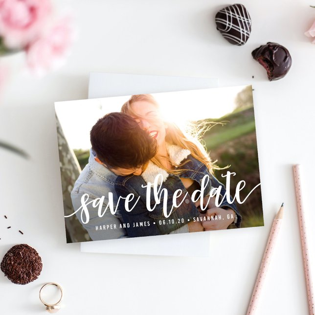 Funky Script Modern Save The Date Card (Creator Uploaded)