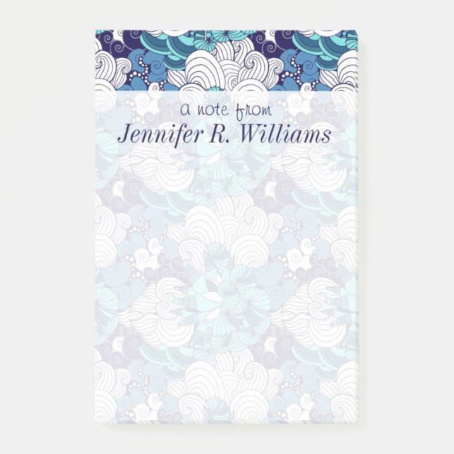 Funky Seashell Pattern | Add Your Name Post-it Notes (Front)