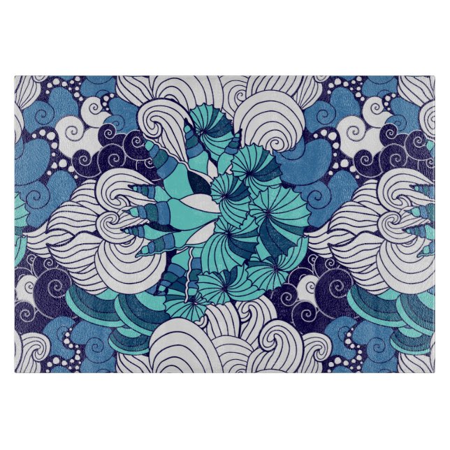 Funky Seashell Pattern Cutting Board (Front)