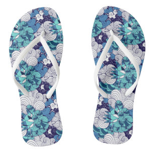 Funky Seashell Pattern Flip Flops