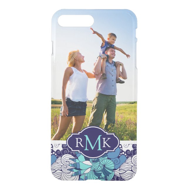 Funky Seashell Pattern| Your Photo & Monogram Uncommon iPhone Case (Back)