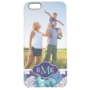Funky Seashell Pattern  Your Photo & Monogram Clear iPhone 6 Plus Case