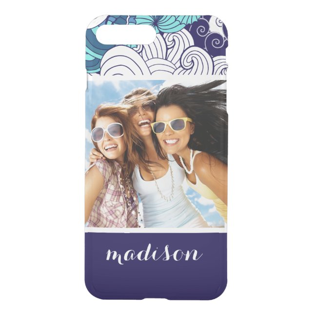 Funky Seashell Pattern | Your Photo & Name Uncommon iPhone Case (Back)