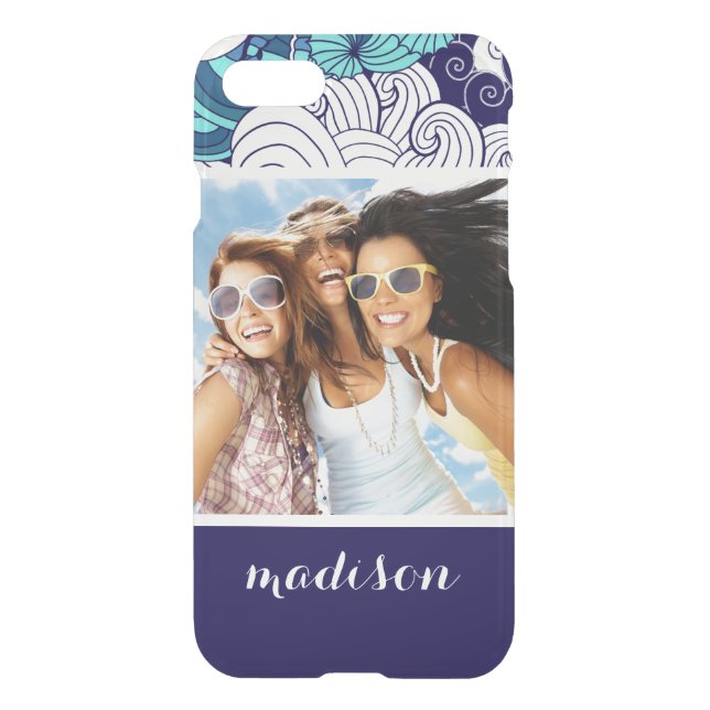 Funky Seashell Pattern | Your Photo & Name Uncommon iPhone Case (Back)
