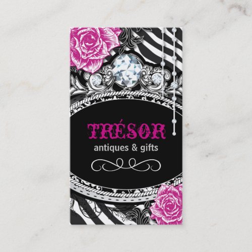 Funky Shabby Chic Zebra Stripes Business Cards