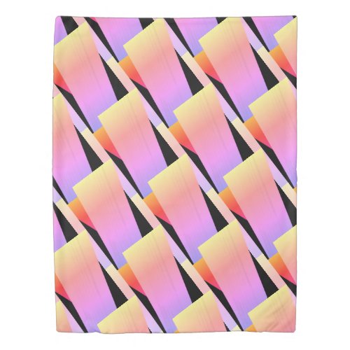 Funky ShapesPink Purple Orange  Black Duvet Cover