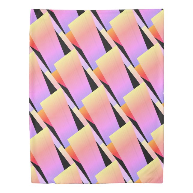 Funky Shapes/Pink Purple Orange & Black Duvet Cover (Front)