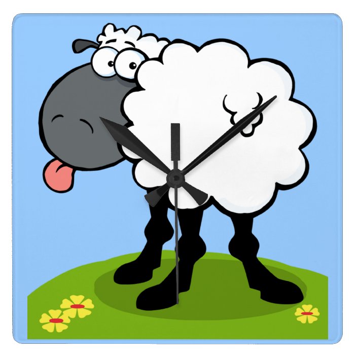 funky sheep sticking out tongue clock