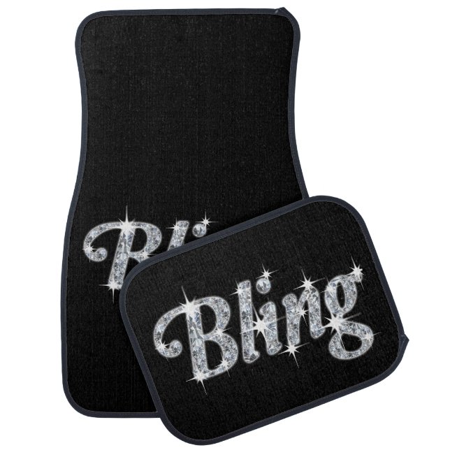 Funky silver Bling text diamond sparkle Car Floor Mat (Set)