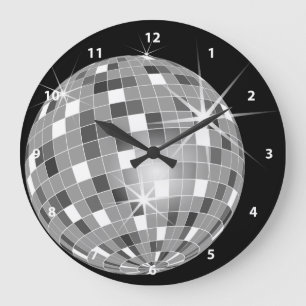 Funky Silver Glitter Disco Ball Clock