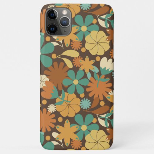 Funky Sixties Retro Flower Power in Brown iPhone 11 Pro Max Case