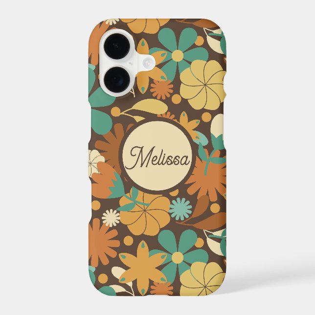 Funky Sixties Retro Flower Power in Brown Case-Mate iPhone Case (Back)