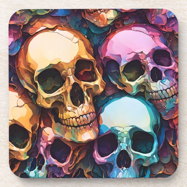 Funky Skulls Beverage Coaster (Front)