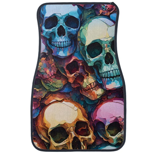 Funky Skulls Car Floor Mat (Front)