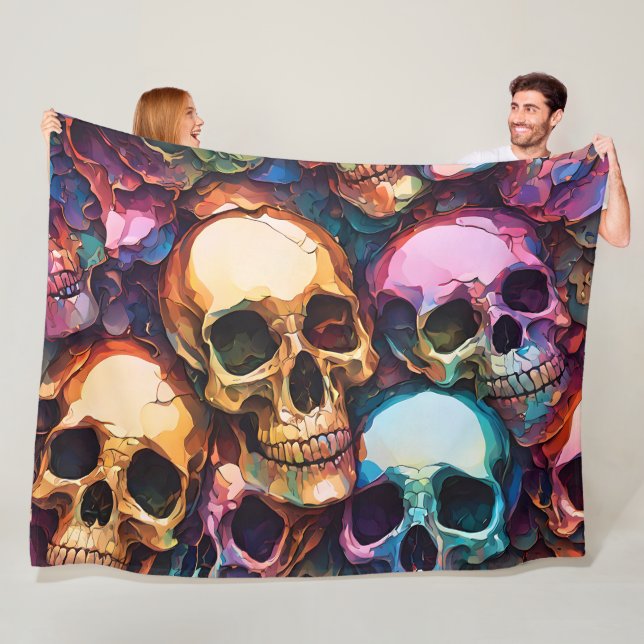 Funky Skulls Fleece Blanket (In Situ)