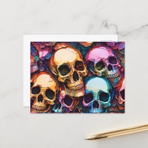 Funky Skulls Holiday Postcard