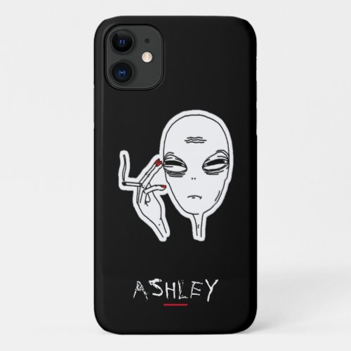 Funky Smoking Alien WRed Nails Personalized iPhone 11 Case