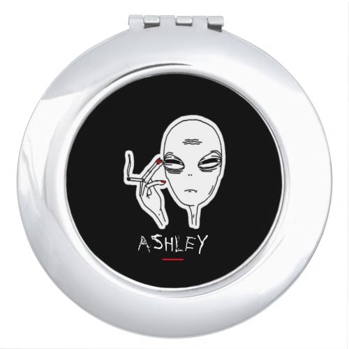 Funky Smoking Alien WRed Nails Personalized Compact Mirror