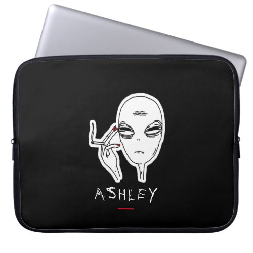 Funky Smoking Alien WRed Nails Personalized Laptop Sleeve