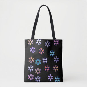 Funky Snowflakes All Over Print Tote Bag