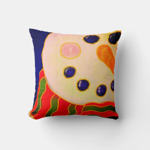 Funky Snowman Abstract Christmas Art Throw Pillow