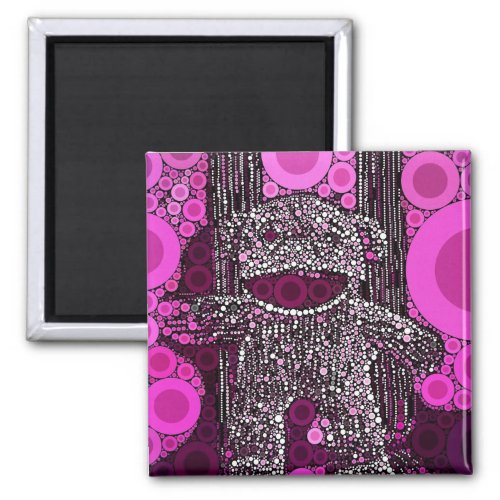 Funky Sock Monkey Circles Bubbles Pop Art Magnet