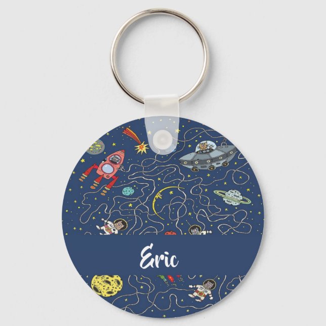 Funky space cats keychain (Front)
