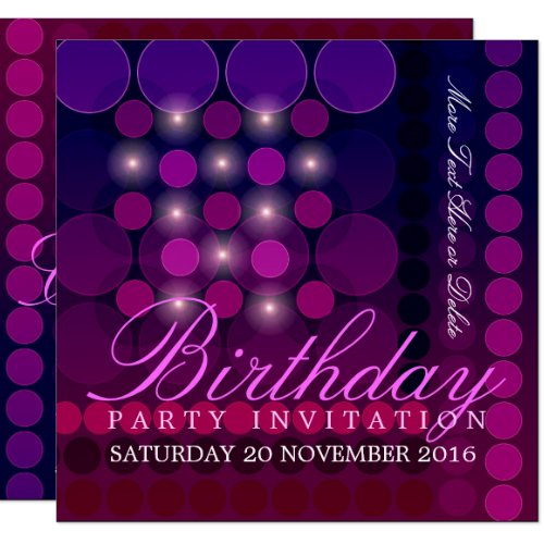 Funky Sparkle Disco Party Birthday Invitations
