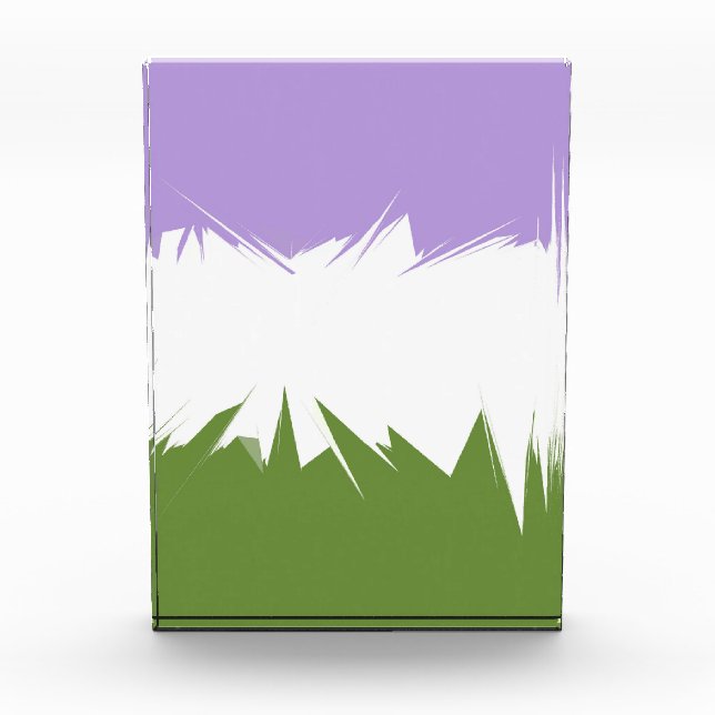 Funky Spiky ZigZag Abstract Genderqueer Pride Flag Acrylic Award (Front)
