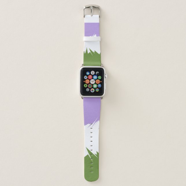 Funky Spiky ZigZag Abstract Genderqueer Pride Flag Apple Watch Band (Front)