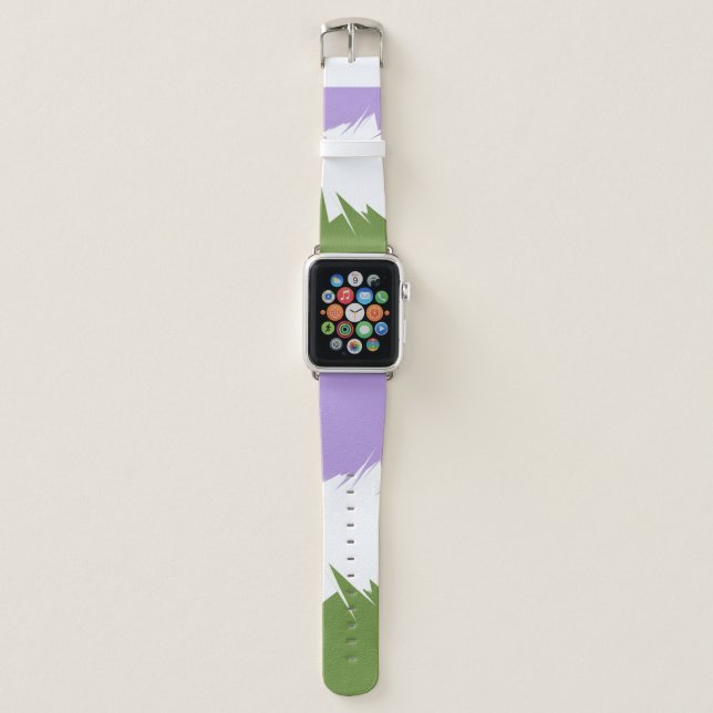 Funky Spiky ZigZag Abstract Genderqueer Pride Flag Apple Watch Band (Front)