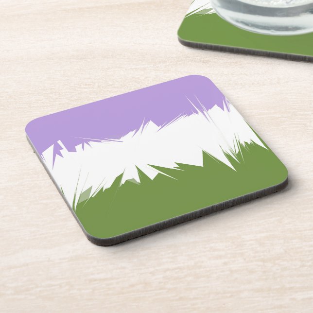 Funky Spiky ZigZag Abstract Genderqueer Pride Flag Beverage Coaster (Left Side)