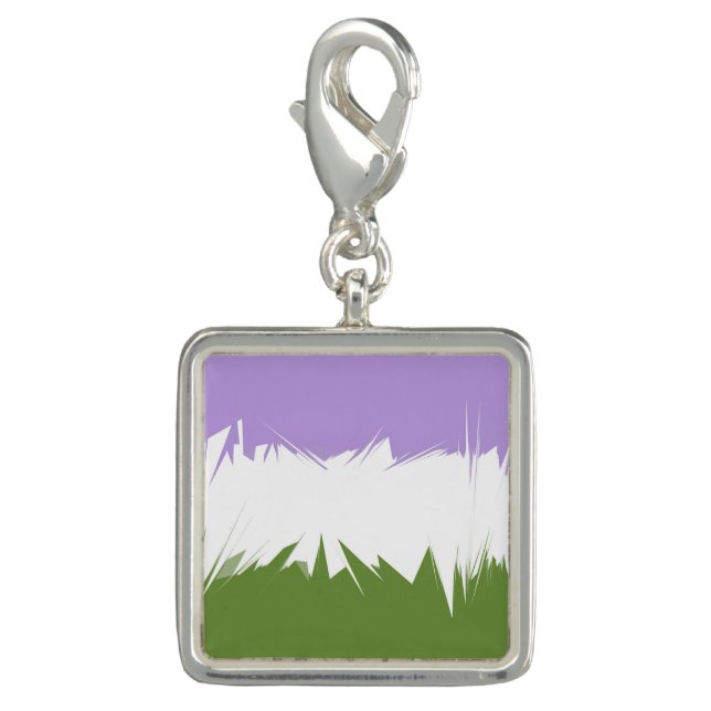 Funky Spiky ZigZag Abstract Genderqueer Pride Flag Charm (Front)