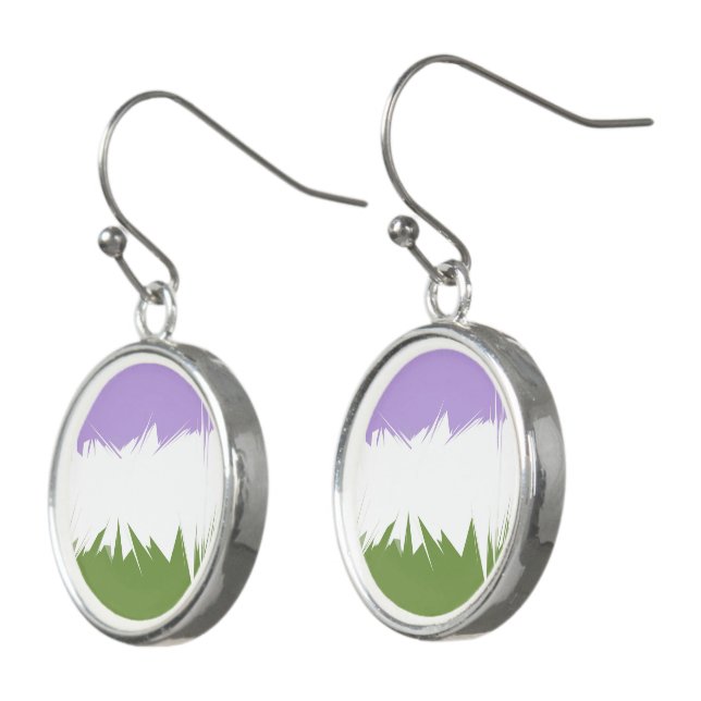 Funky Spiky ZigZag Abstract Genderqueer Pride Flag Earrings (Angled)