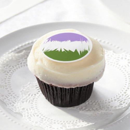 Funky Spiky ZigZag Abstract Genderqueer Pride Flag Edible Frosting Rounds