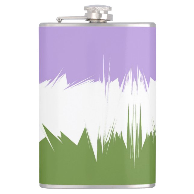 Funky Spiky ZigZag Abstract Genderqueer Pride Flag Flask (Front)