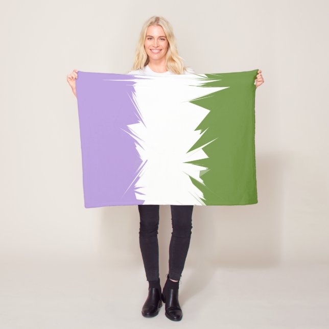 Funky Spiky ZigZag Abstract Genderqueer Pride Flag Fleece Blanket (In Situ)