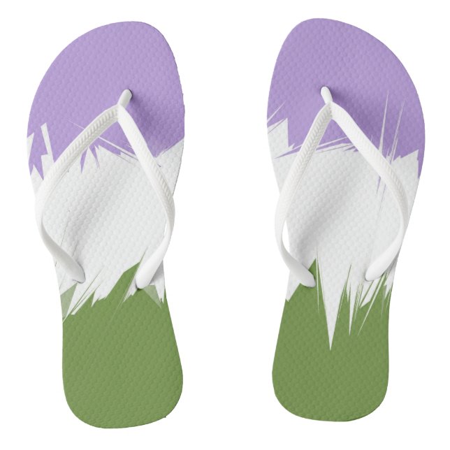 Funky Spiky ZigZag Abstract Genderqueer Pride Flag Flip Flops (Footbed)