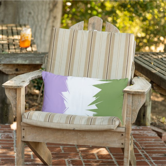 Funky Spiky ZigZag Abstract Genderqueer Pride Flag Lumbar Pillow (Chair)