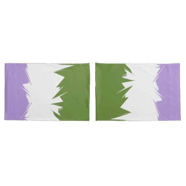 Funky Spiky ZigZag Abstract Genderqueer Pride Flag Pillow Case (Back-Set)