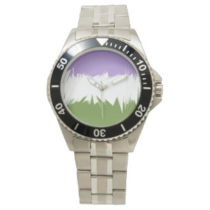 Funky Spiky ZigZag Abstract Genderqueer Pride Flag Watch