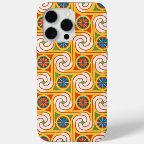 Funky Spiral 1970s Retro Fashion Circles Pattern iPhone 15 Pro Max Case